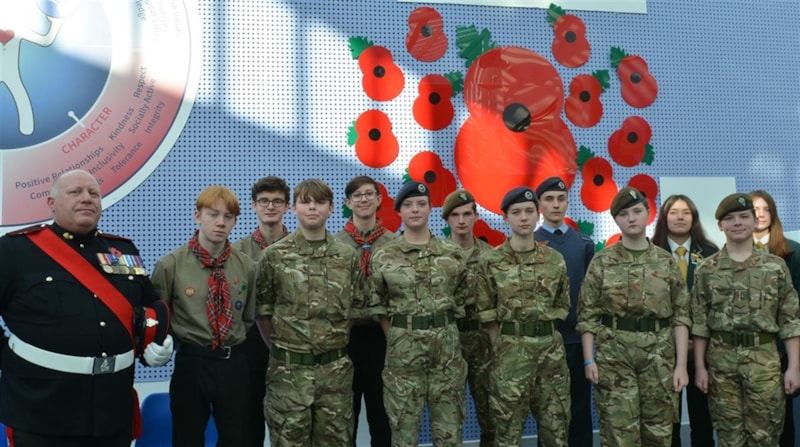 Stockport Academy Poppy Drop - We Will Remember Them